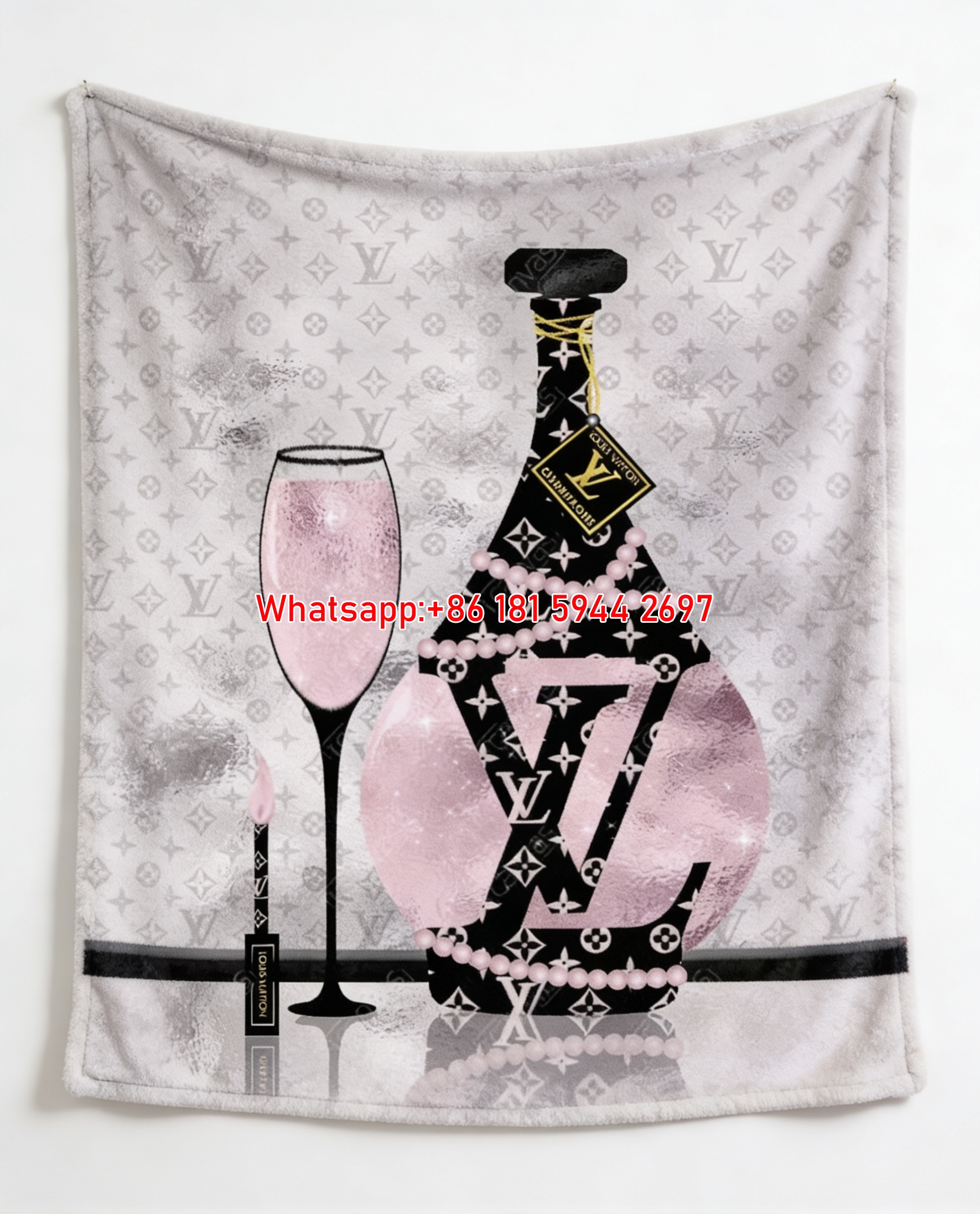 LV Pink Champagne Blanket Luxury Cheers Throw 157